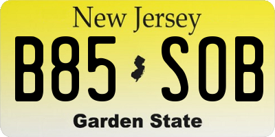 NJ license plate B85SOB