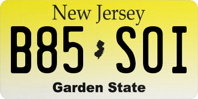 NJ license plate B85SOI