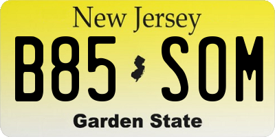NJ license plate B85SOM