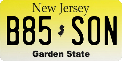 NJ license plate B85SON