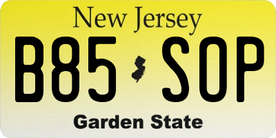 NJ license plate B85SOP