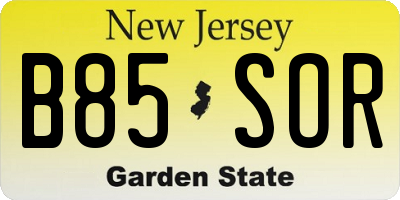 NJ license plate B85SOR