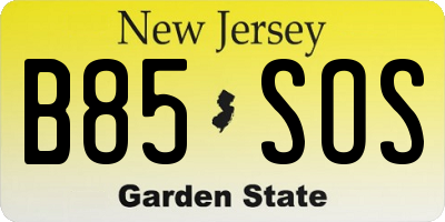 NJ license plate B85SOS