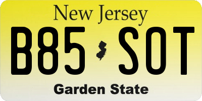 NJ license plate B85SOT