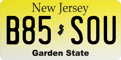 NJ license plate B85SOU