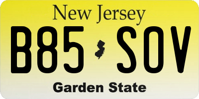 NJ license plate B85SOV