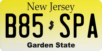 NJ license plate B85SPA