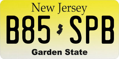 NJ license plate B85SPB