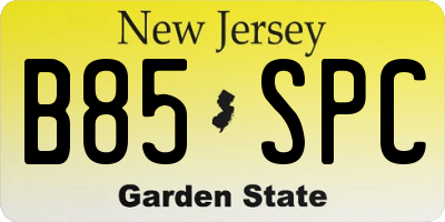 NJ license plate B85SPC