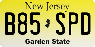 NJ license plate B85SPD