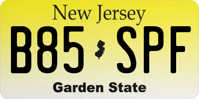 NJ license plate B85SPF