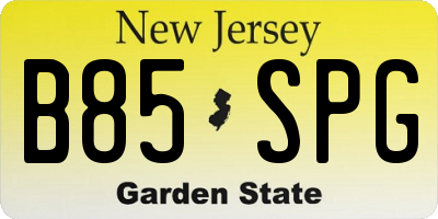 NJ license plate B85SPG