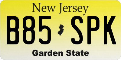 NJ license plate B85SPK