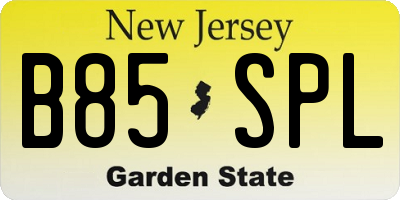 NJ license plate B85SPL