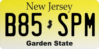 NJ license plate B85SPM