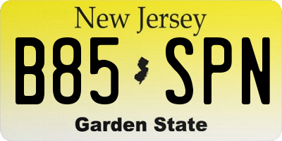 NJ license plate B85SPN