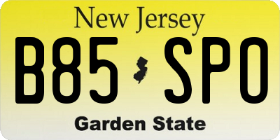 NJ license plate B85SPO