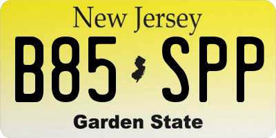 NJ license plate B85SPP