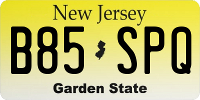 NJ license plate B85SPQ