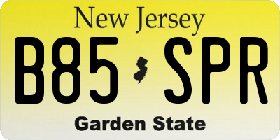 NJ license plate B85SPR