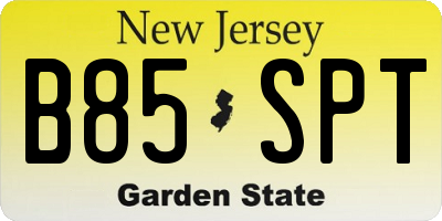NJ license plate B85SPT