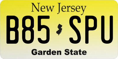 NJ license plate B85SPU