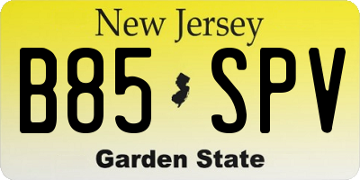 NJ license plate B85SPV