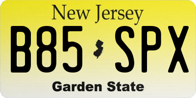 NJ license plate B85SPX