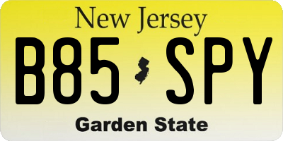 NJ license plate B85SPY
