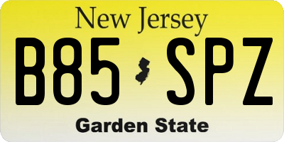 NJ license plate B85SPZ