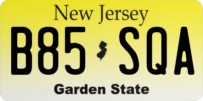 NJ license plate B85SQA