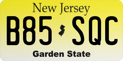 NJ license plate B85SQC