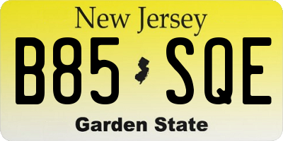 NJ license plate B85SQE