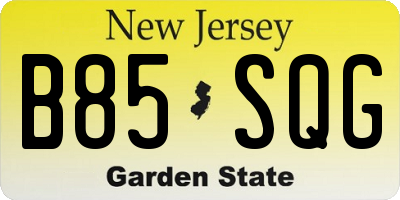 NJ license plate B85SQG
