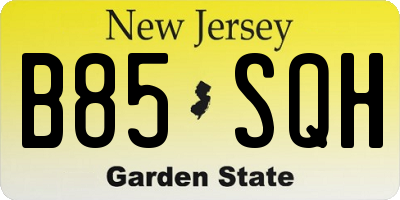NJ license plate B85SQH