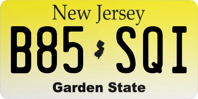 NJ license plate B85SQI