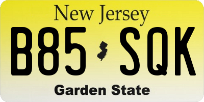 NJ license plate B85SQK