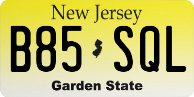 NJ license plate B85SQL