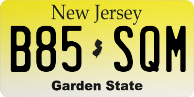 NJ license plate B85SQM