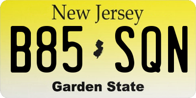 NJ license plate B85SQN