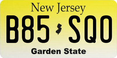 NJ license plate B85SQO