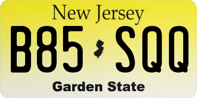NJ license plate B85SQQ