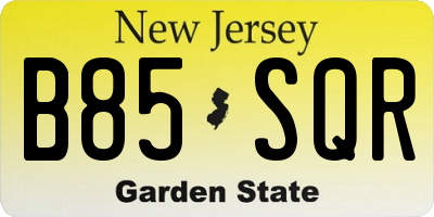 NJ license plate B85SQR