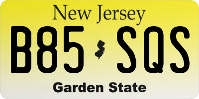 NJ license plate B85SQS