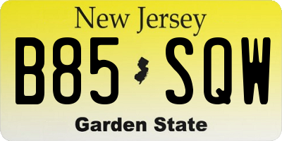 NJ license plate B85SQW