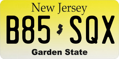 NJ license plate B85SQX