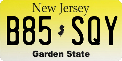 NJ license plate B85SQY
