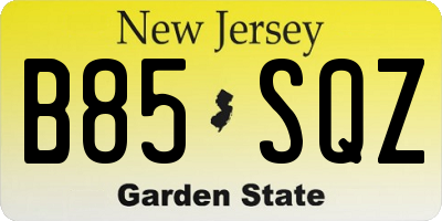 NJ license plate B85SQZ