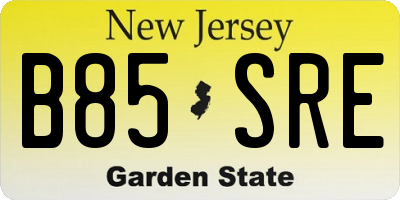 NJ license plate B85SRE