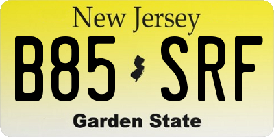 NJ license plate B85SRF